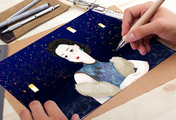 古典旗袍女人插畫設(shè)計